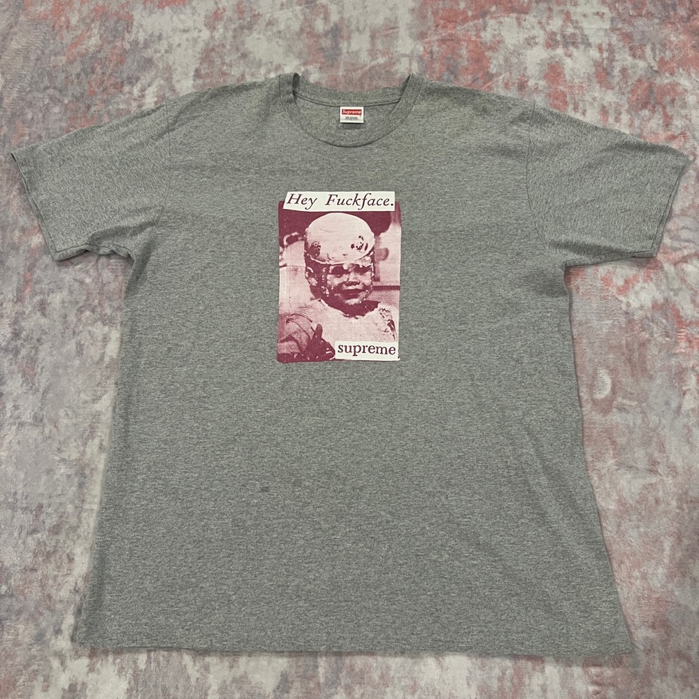 Authentic Supreme Gray Tee with Graphic Print